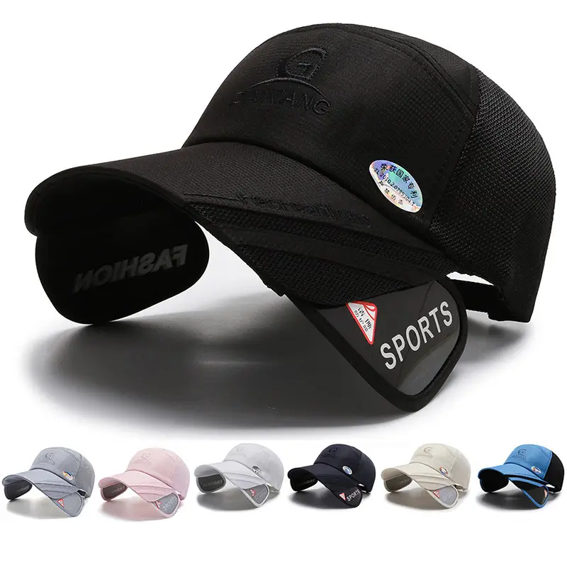 Men's Black Sports Cap with Extended Brim