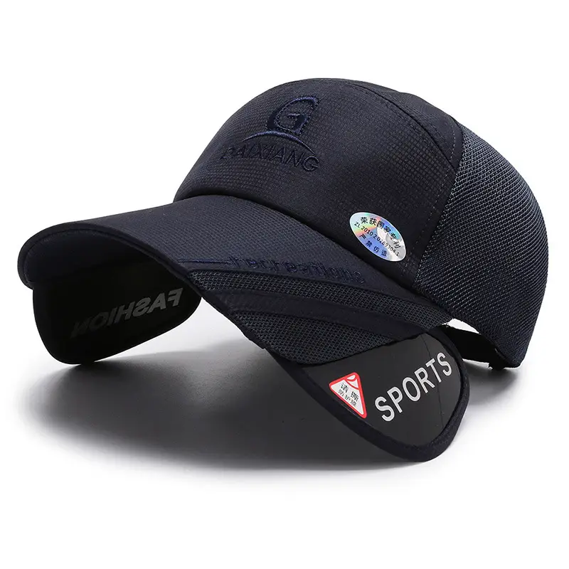 Men's Black Sports Cap with Extended Brim
