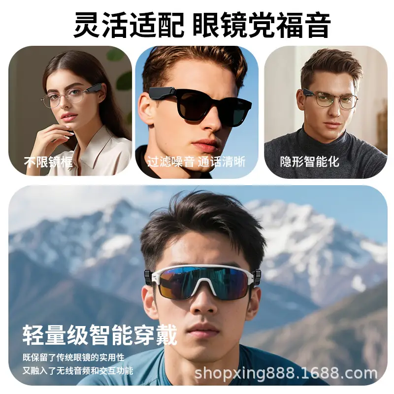 Bluetooth 5.3 Smart Glasses with Bone Conduction & Headphone