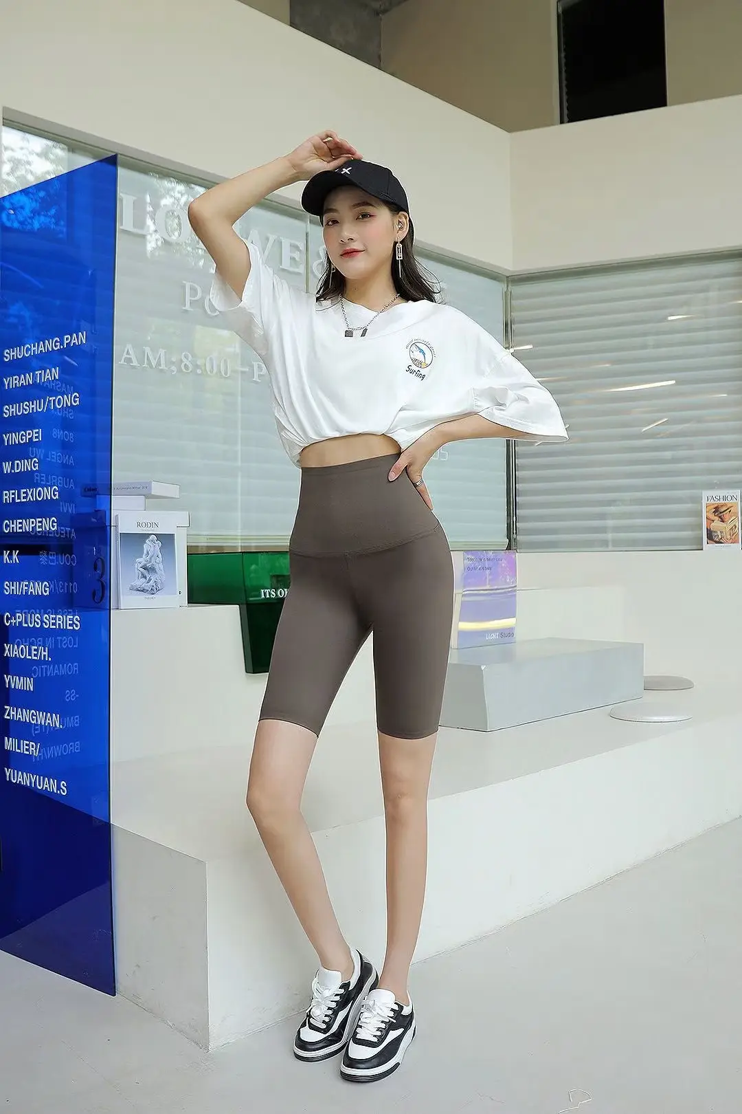 Women's Grey Shark High Waist Yoga Pants - Image 12