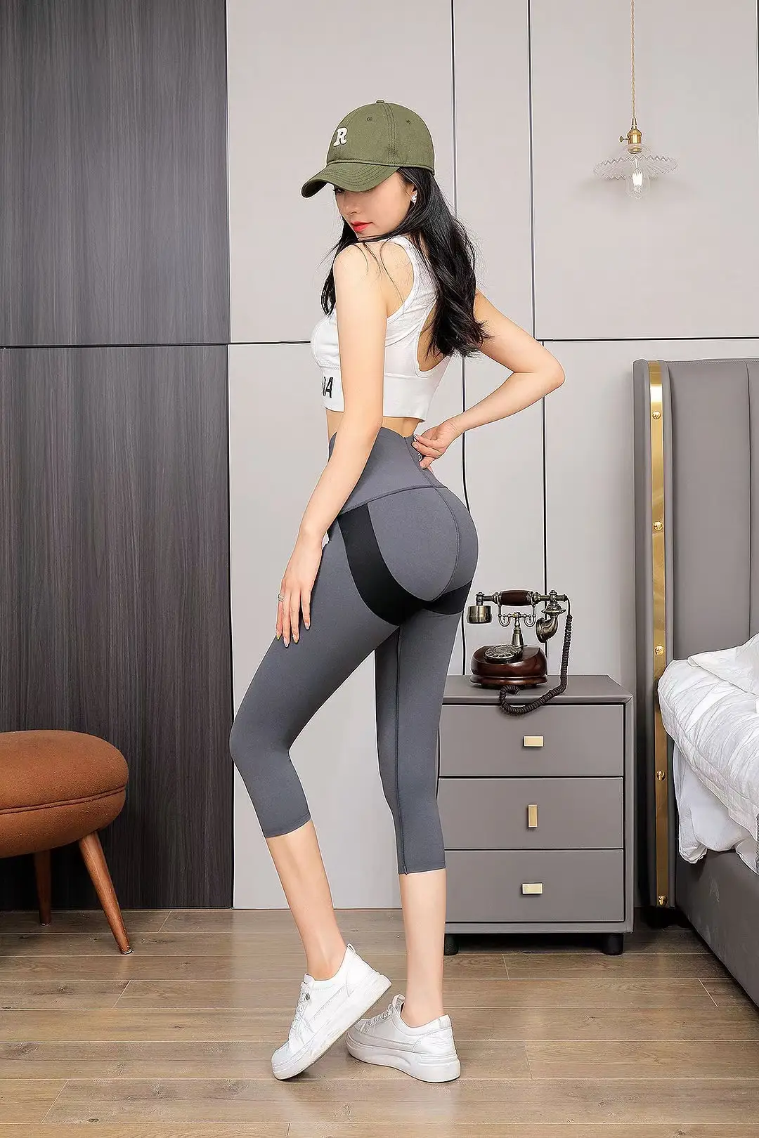 Women's Grey Shark High Waist Yoga Pants - Image 16
