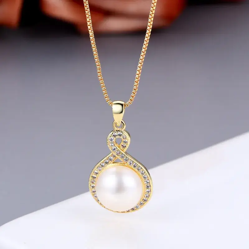 Korean Style Pearl Pendant Set Gold Silver - Image 5