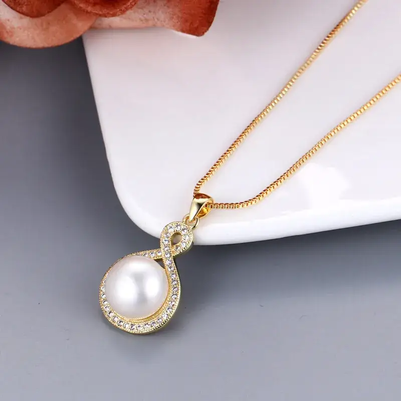 Korean Style Pearl Pendant Set Gold Silver - Image 2