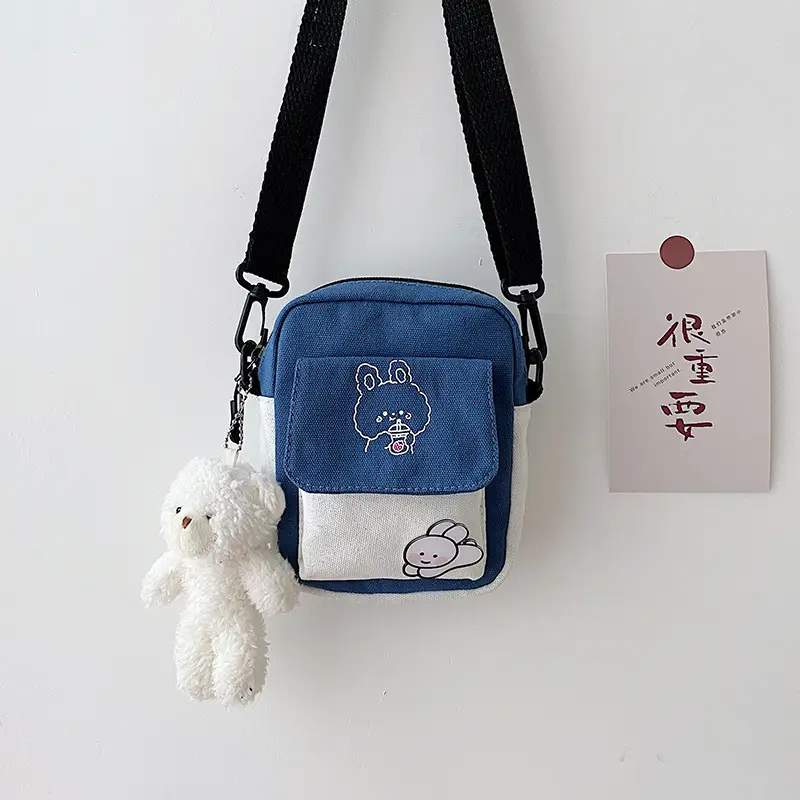 Pink Korean Style Bear Crossbody Bag for Girls - Image 2