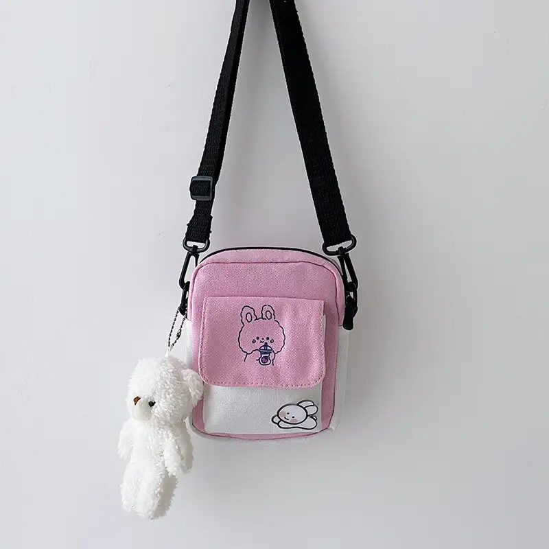 Pink Korean Style Bear Crossbody Bag for Girls - Image 4