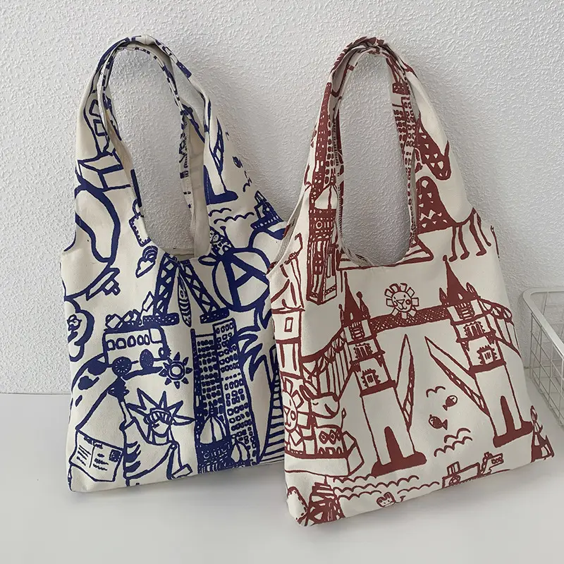 Cross-border 2025 new one-shoulder canvas bag for female students to pack books in class literary large capacity cute ins portable - Image 5
