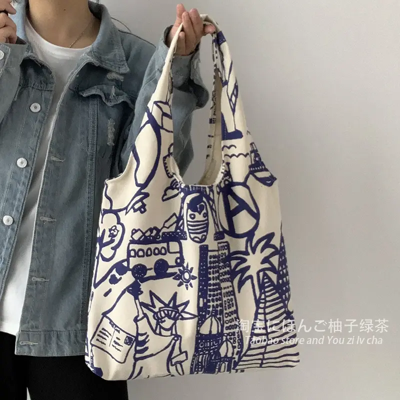 Cross-border 2025 new one-shoulder canvas bag for female students to pack books in class literary large capacity cute ins portable — feature 10