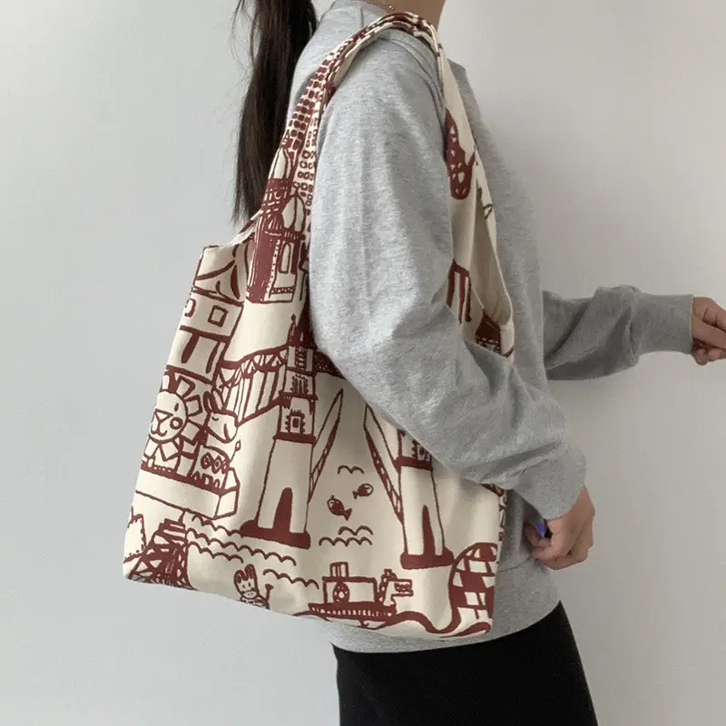 Cross-border 2025 new one-shoulder canvas bag for female students to pack books in class literary large capacity cute ins portable — feature 11