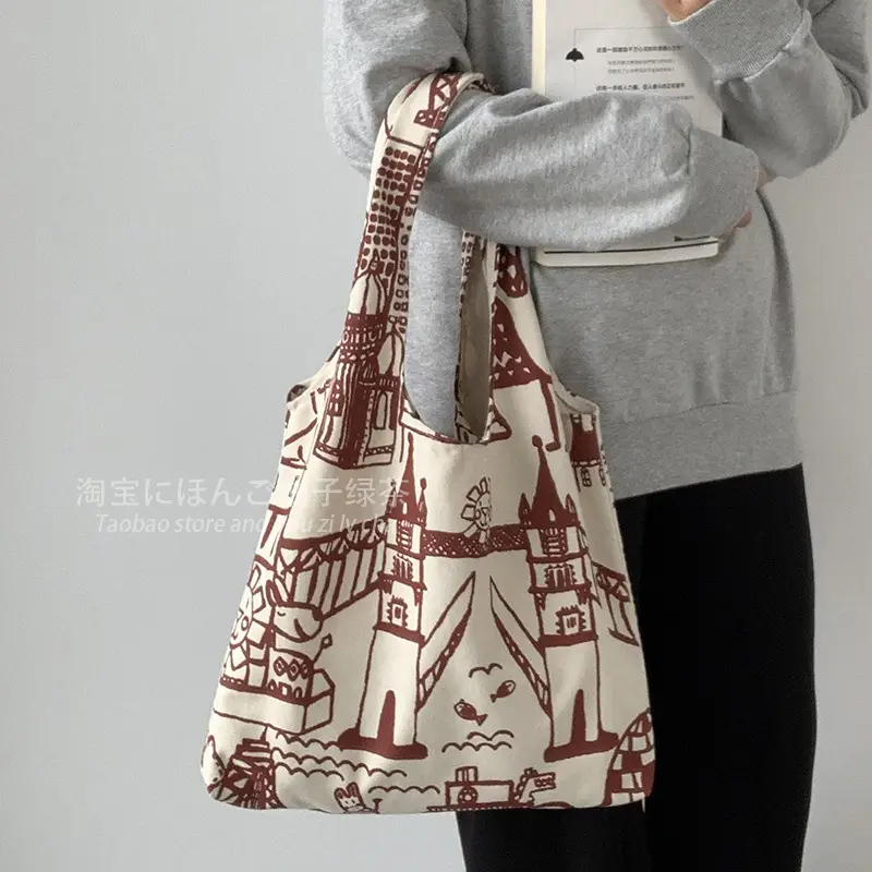 Cross-border 2025 new one-shoulder canvas bag for female students to pack books in class literary large capacity cute ins portable — feature 16