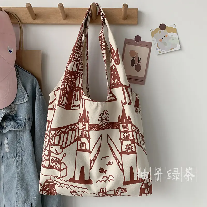 Cross-border 2025 new one-shoulder canvas bag for female students to pack books in class literary large capacity cute ins portable — feature 17