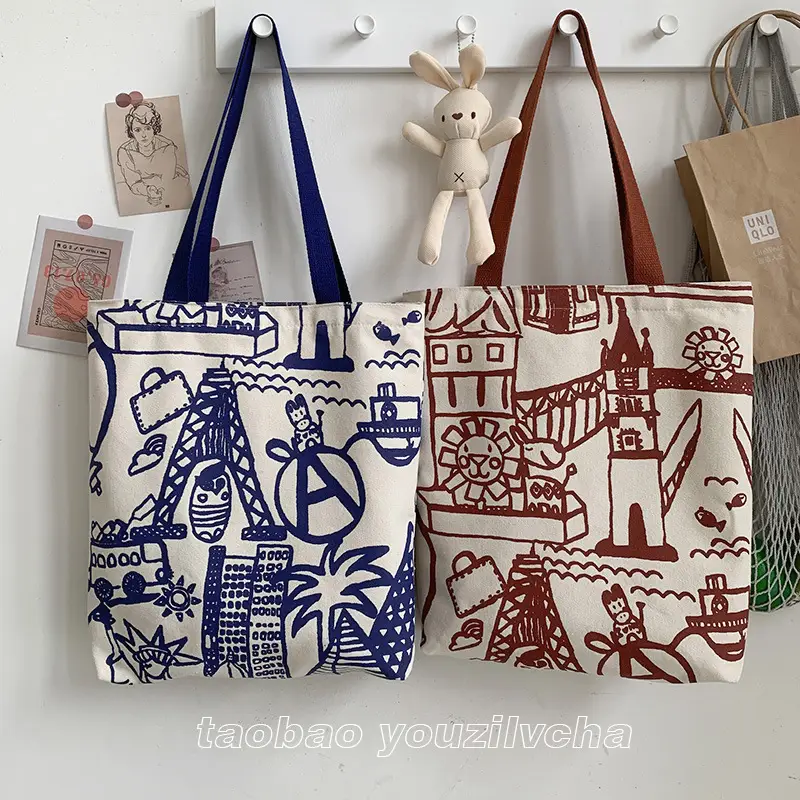 Cross-border 2025 new one-shoulder canvas bag for female students to pack books in class literary large capacity cute ins portable — feature 20