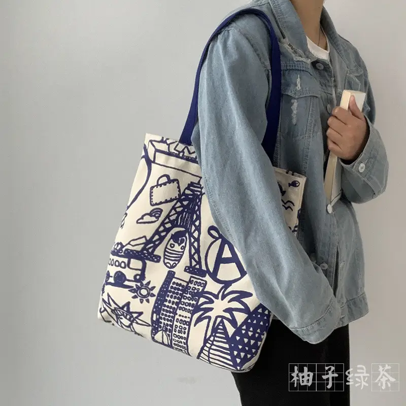Cross-border 2025 new one-shoulder canvas bag for female students to pack books in class literary large capacity cute ins portable — feature 21
