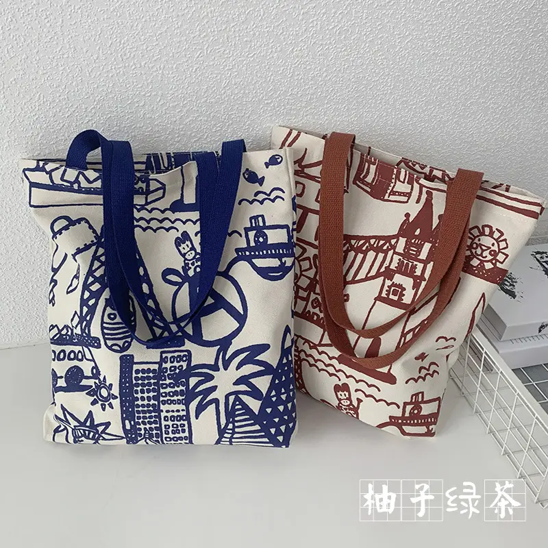 Cross-border 2025 new one-shoulder canvas bag for female students to pack books in class literary large capacity cute ins portable — feature 23