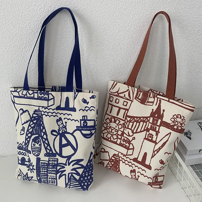 Cross-border 2025 new one-shoulder canvas bag for female students to pack books in class literary large capacity cute ins portable — feature 26