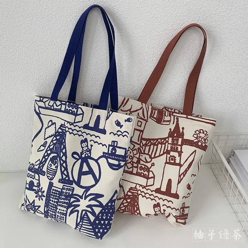 Cross-border 2025 new one-shoulder canvas bag for female students to pack books in class literary large capacity cute ins portable — feature 28
