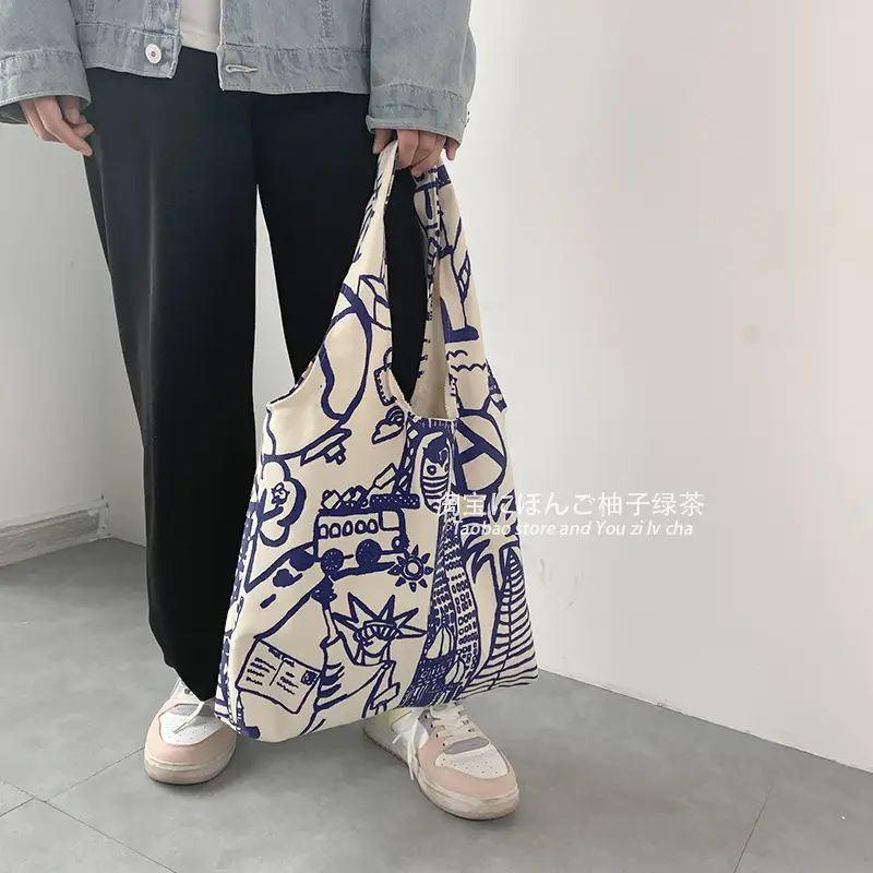 Cross-border 2025 new one-shoulder canvas bag for female students to pack books in class literary large capacity cute ins portable — feature 9