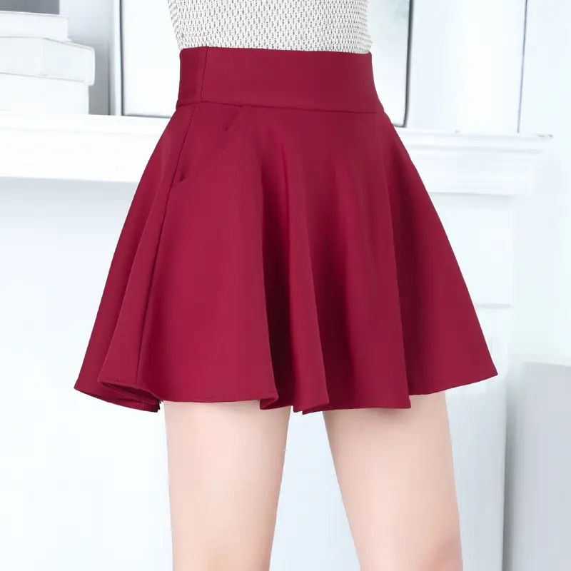 Black Stretch Pleated Anti-Glare Skirt High Waist Women - Image 2
