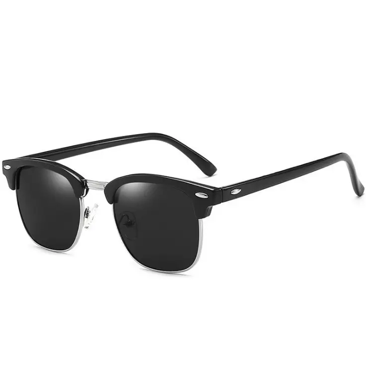 Retro Men's Anti-Uv Sunglasses Black Gold - Image 2