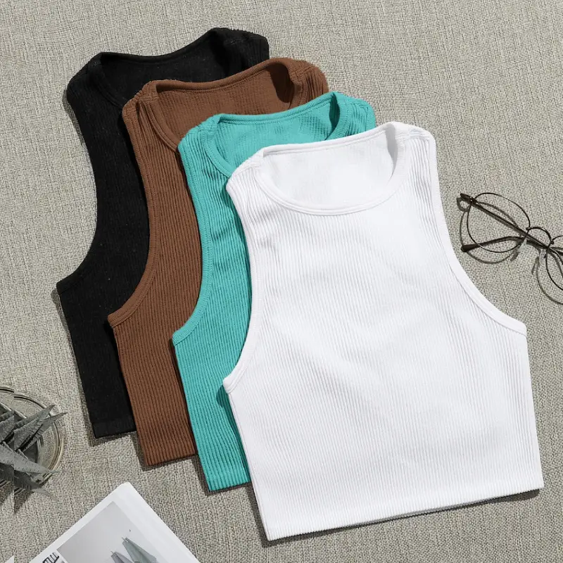 Women's Slim Fitting Yoga Bra Brown Quick Dry Running Fitness Vest - Image 19