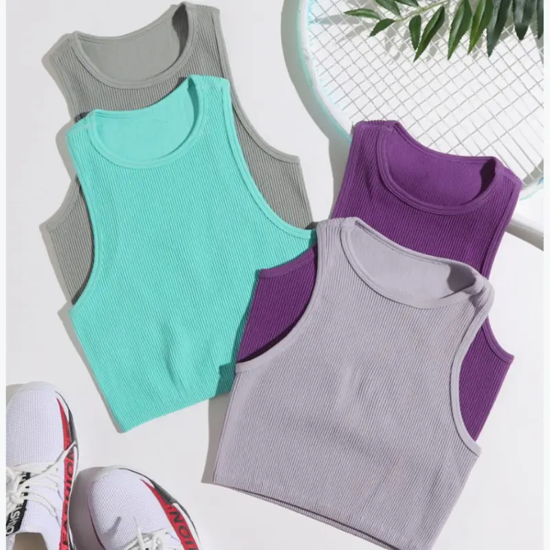 Women's Slim Fitting Yoga Bra Brown Quick Dry Running Fitness Vest - Image 20