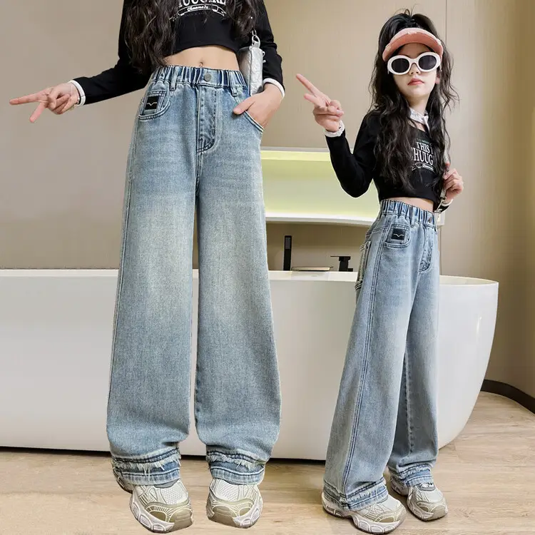 Girls Wide Leg Pants Grey Sweatpants Spring Autumn 2024 - Image 11