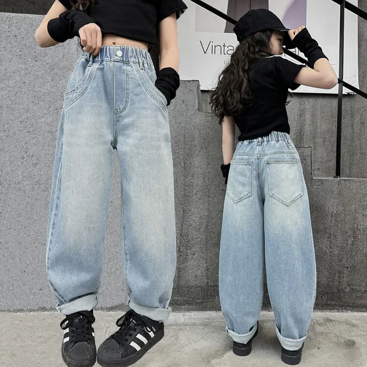 Girls Wide Leg Pants Grey Sweatpants Spring Autumn 2024 - Image 13