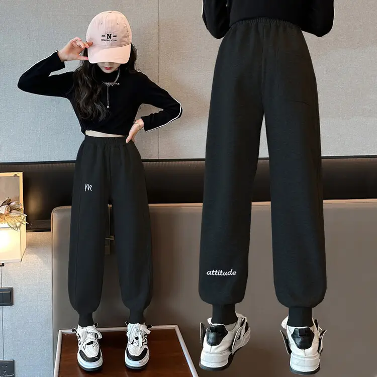 Girls Wide Leg Pants Grey Sweatpants Spring Autumn 2024 - Image 14