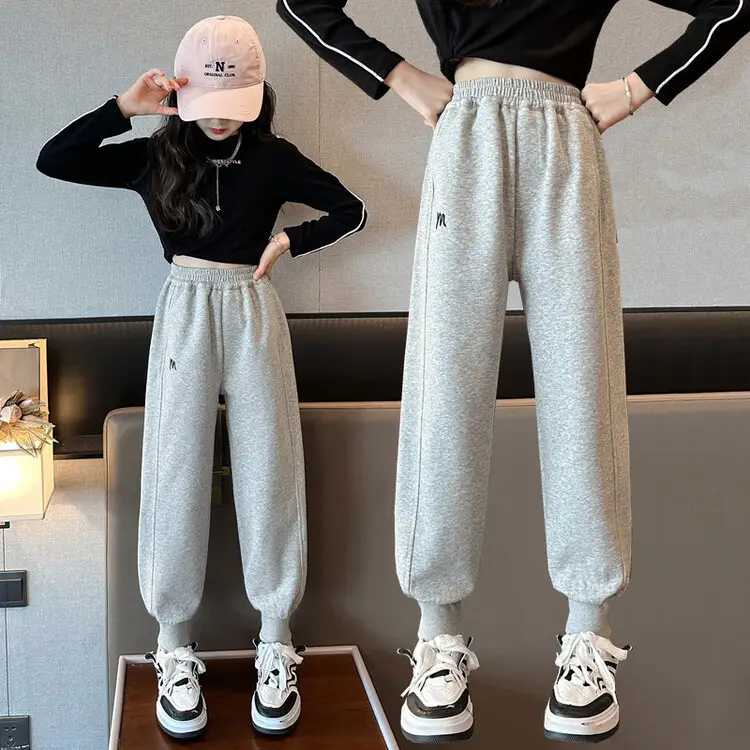 Girls Wide Leg Pants Grey Sweatpants Spring Autumn 2024 - Image 15