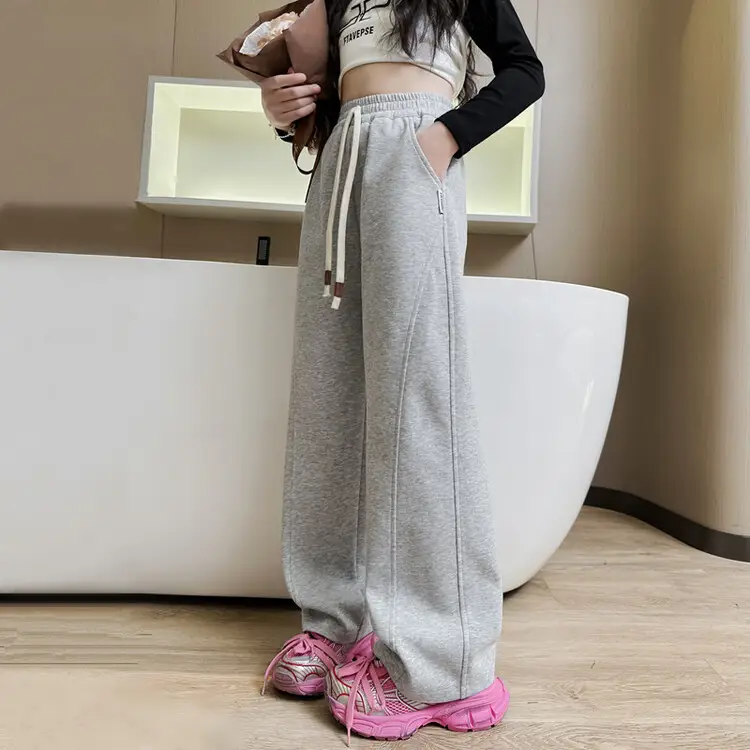 Girls Wide Leg Pants Grey Sweatpants Spring Autumn 2024 - Image 25