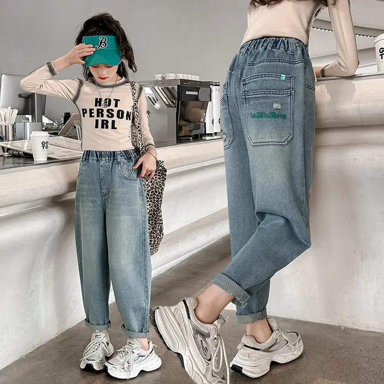 Girls Wide Leg Pants Grey Sweatpants Spring Autumn 2024 - Image 3
