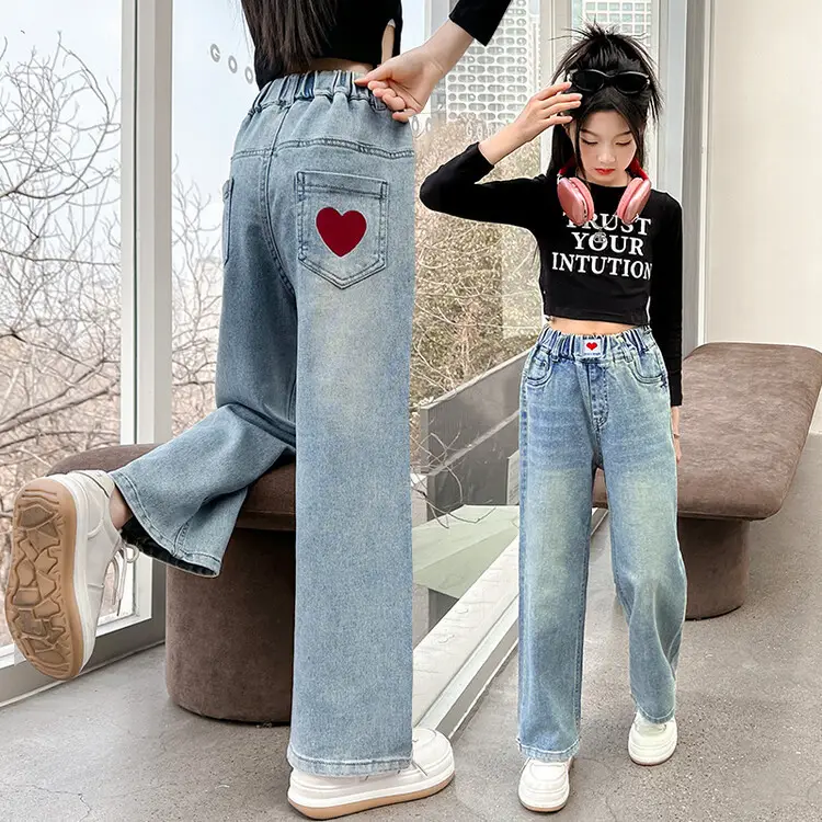 Girls Wide Leg Pants Grey Sweatpants Spring Autumn 2024 - Image 6