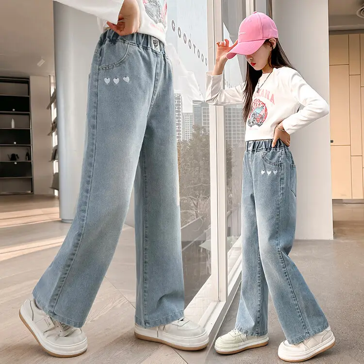 Girls Wide Leg Pants Grey Sweatpants Spring Autumn 2024 - Image 8