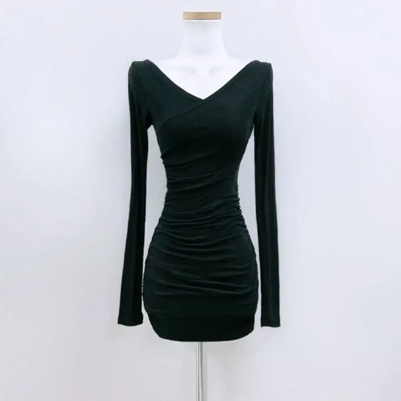 Black Korean Style Short Skirt Dress for Women