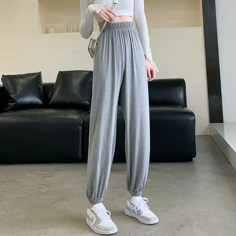 Women Grey Sports Pants Slimming Casual Summer Wear