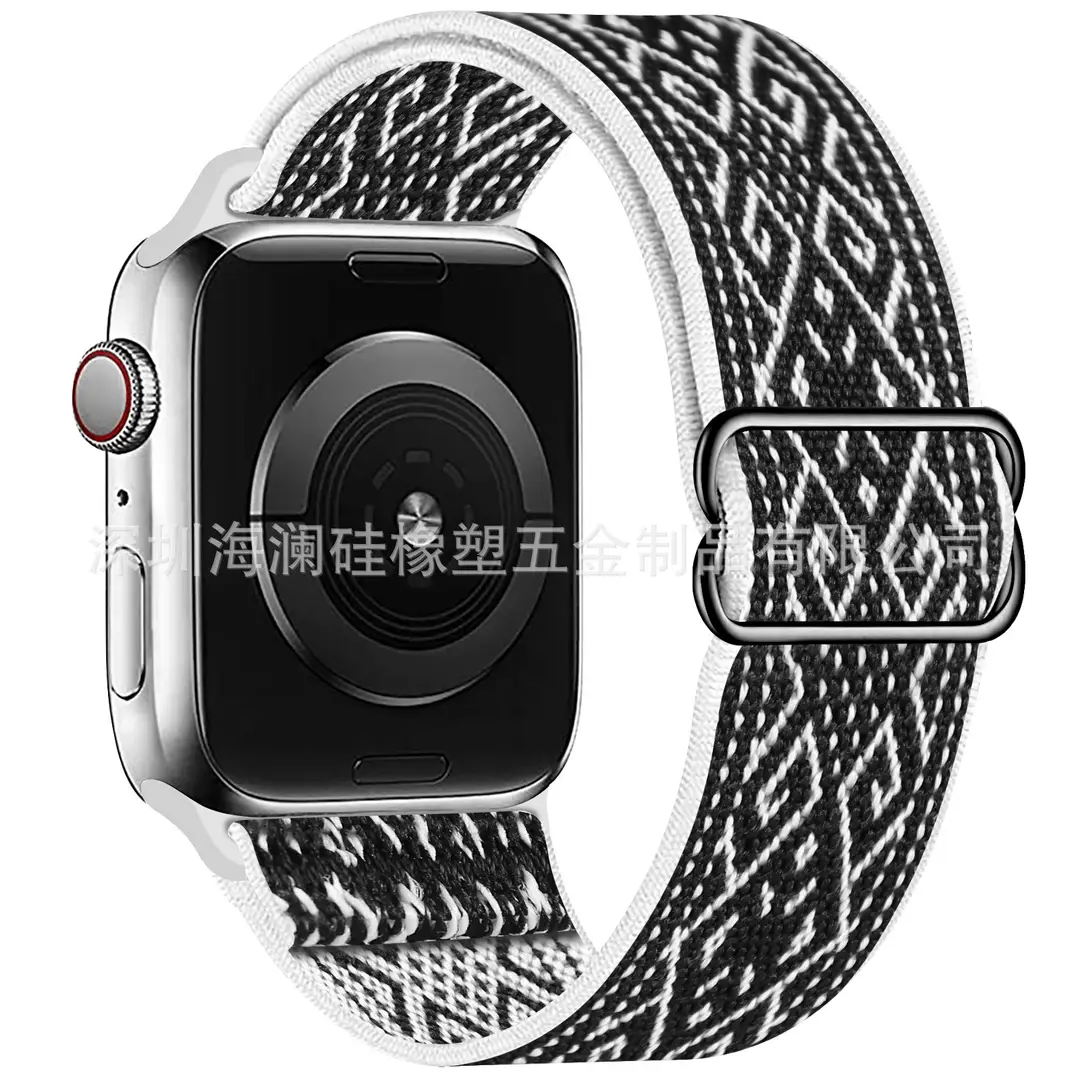 Suitable for Apple Watch Strap Iwatch11 Apple Watch Strap Elastic Figure-Eight Buckle Nylon Watch Strap