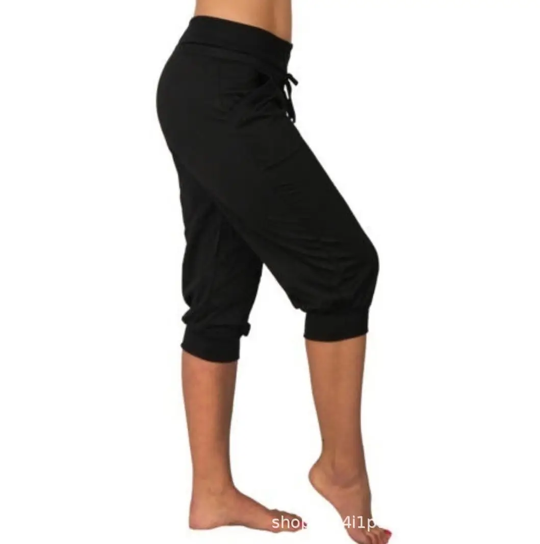 Women's Mint Green Slimming Sports Pants Capri Length