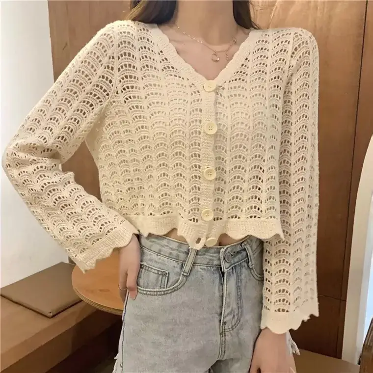 White Lace Mid-Length Seaside Cardigan Jacket - Image 13