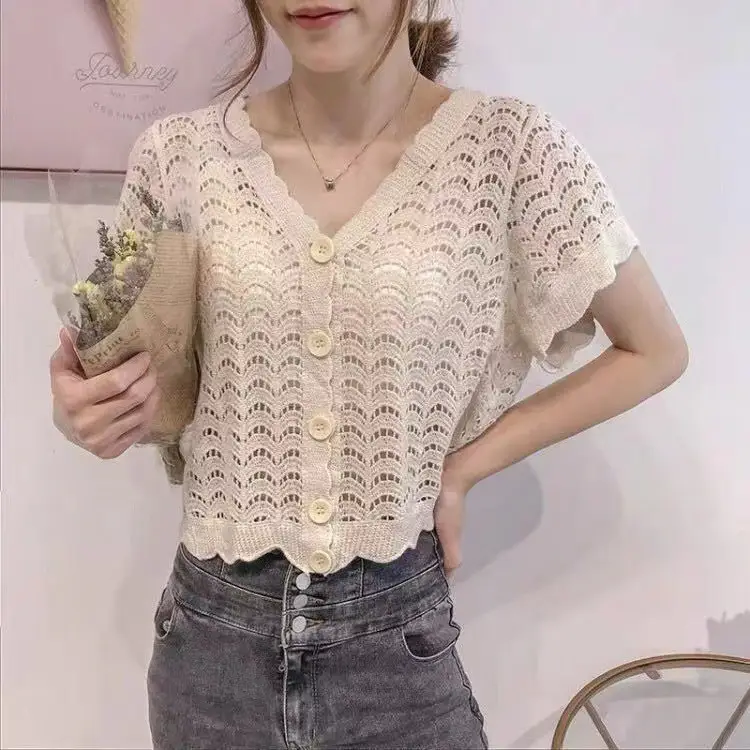 White Lace Mid-Length Seaside Cardigan Jacket - Image 15