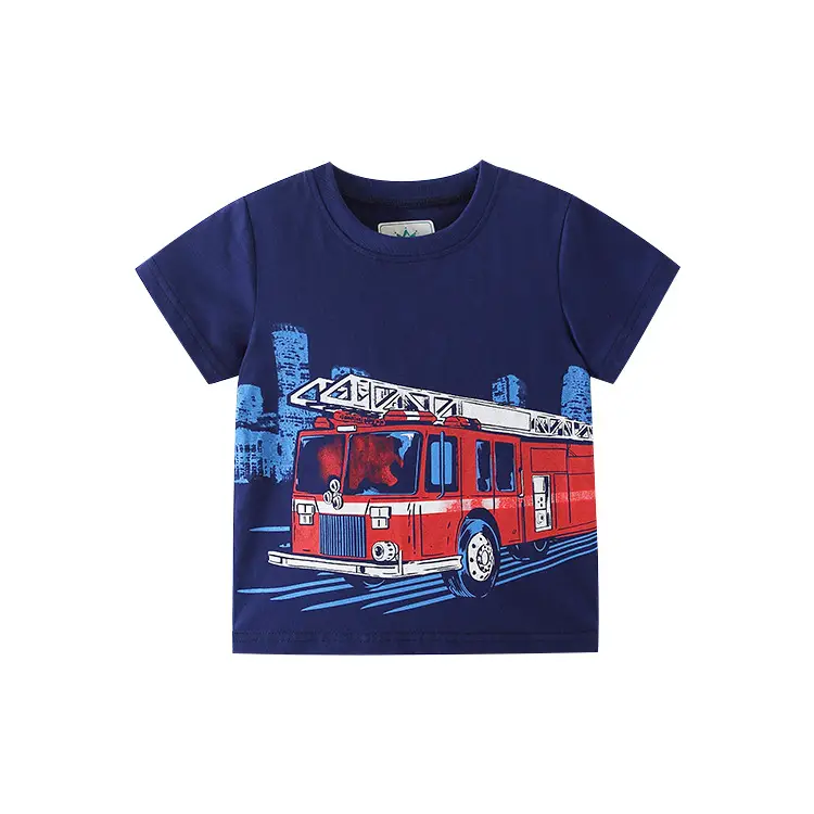 Kids Fire Engine T-Shirt Navy Blue Medium - Image 5