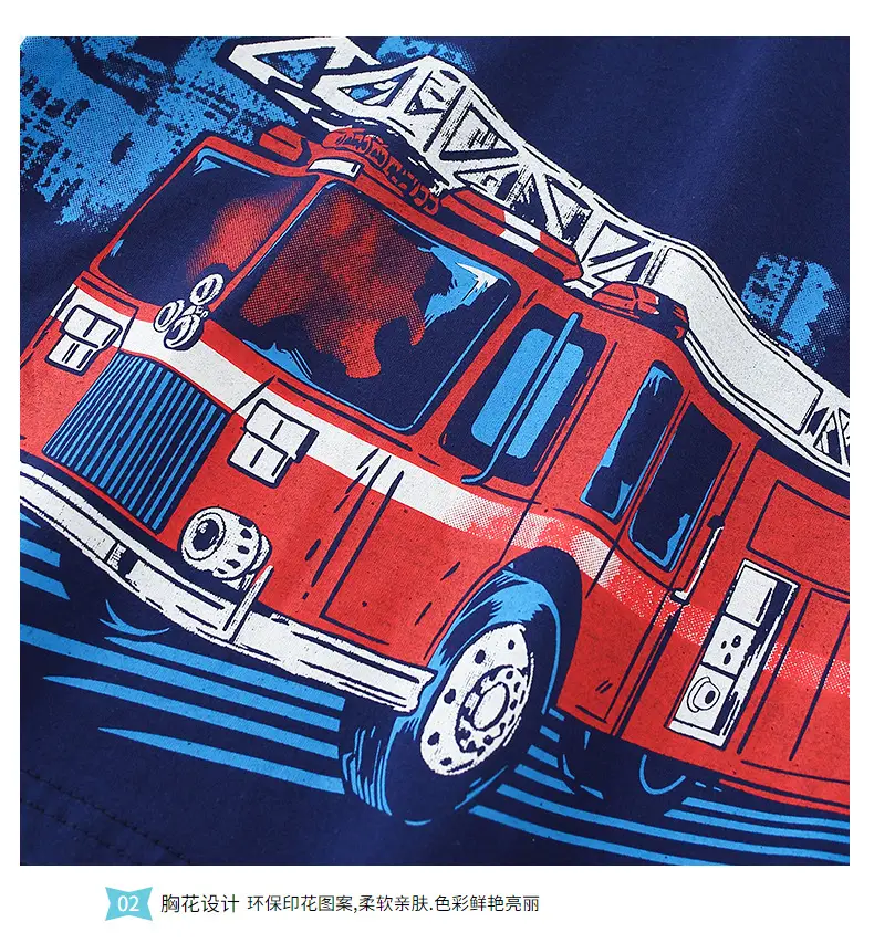 Kids Fire Engine T-Shirt Navy Blue Medium — feature 6