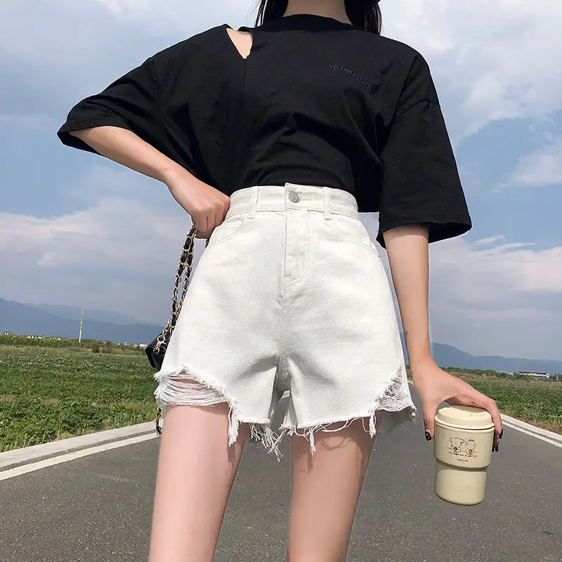 Women Rapped High Waist Denim Shorts 2021 - Image 5
