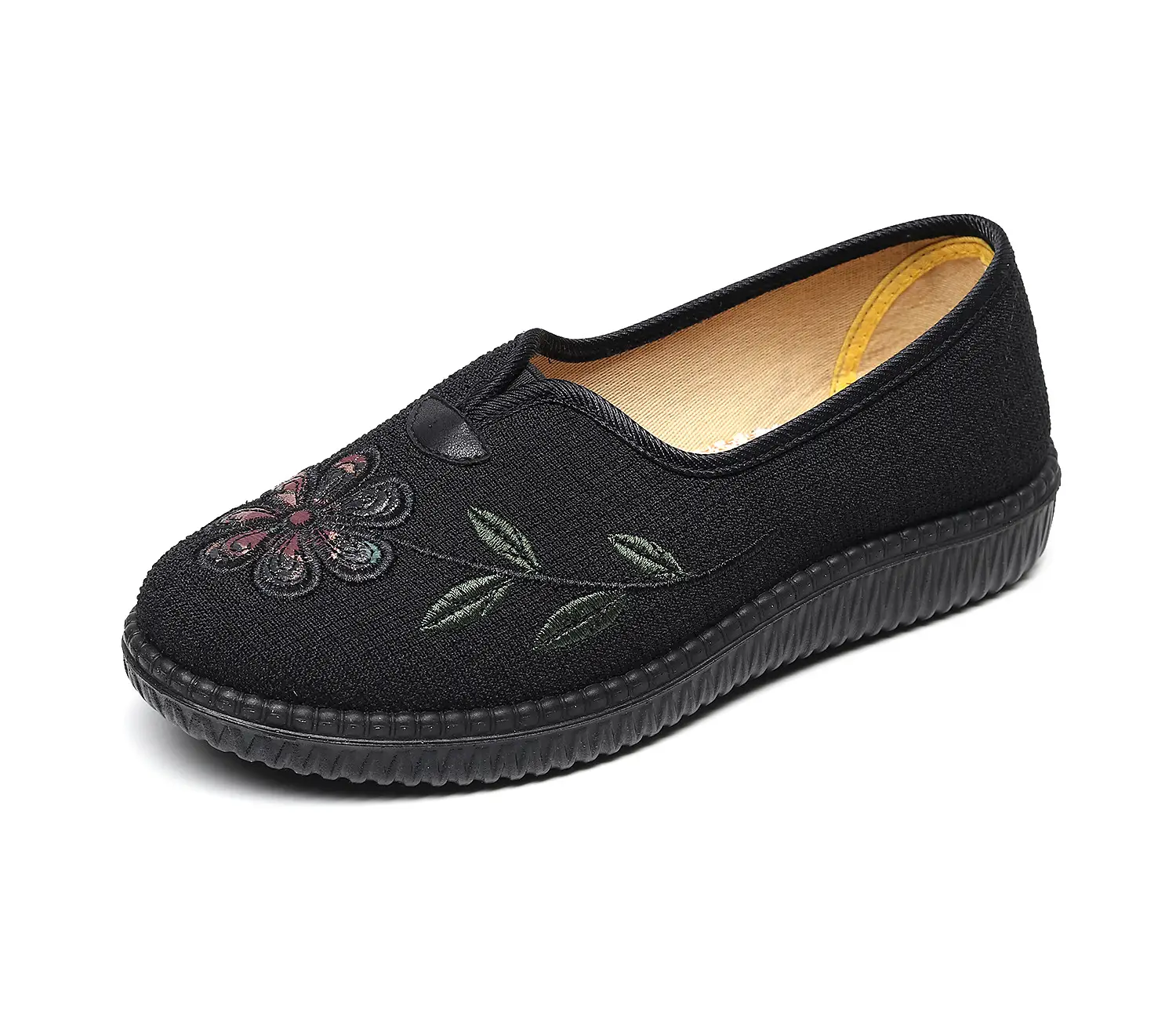 Women's Red Embroidered Flat Heeled Loafers - Image 2