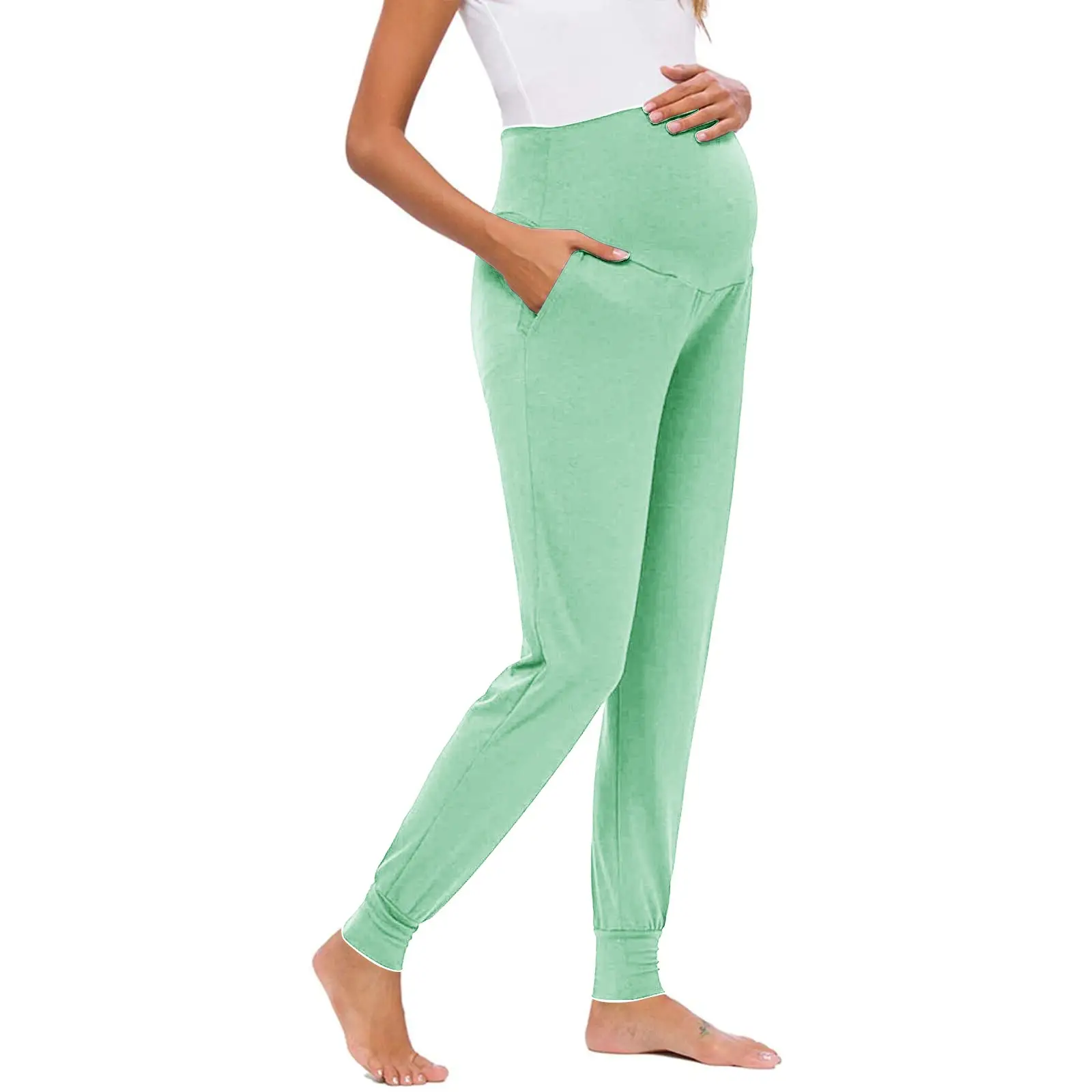 Women's New Maternity Yoga Pants Light Purple - Image 16
