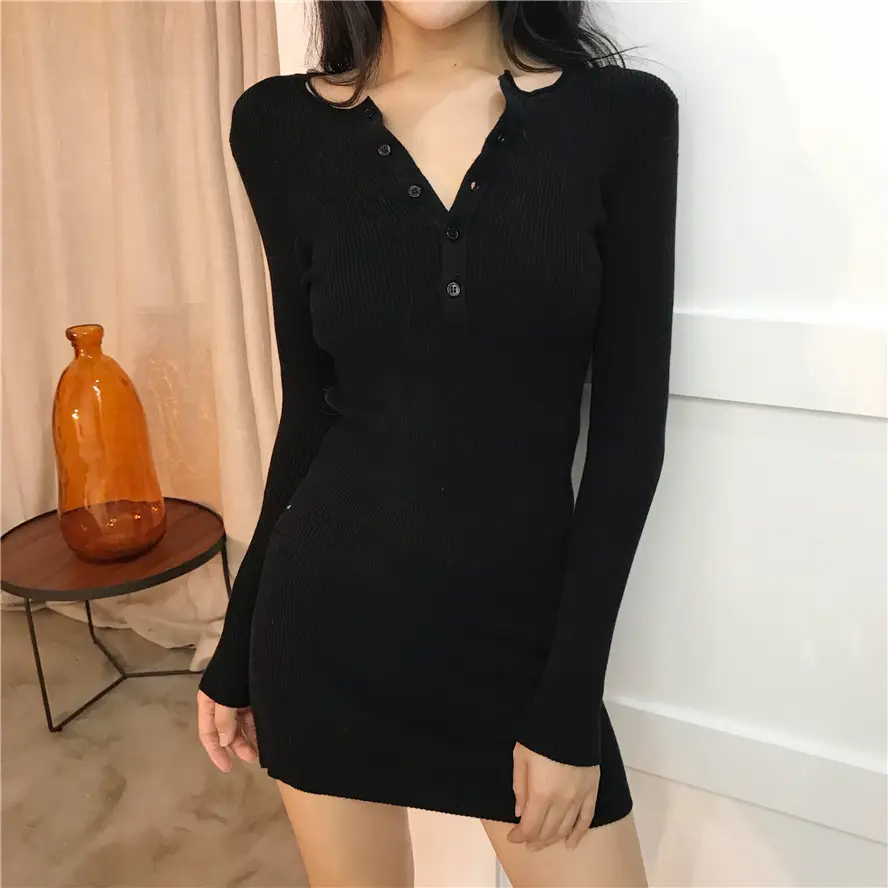 Black Long Sleeve Knitted Shirt with Graphic Print - Image 2