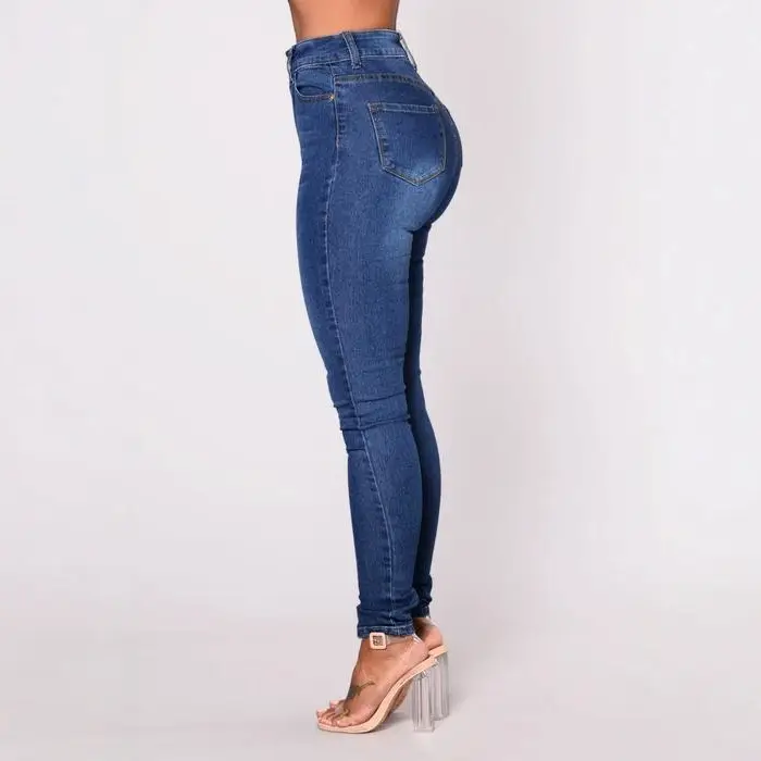 Women Slim Stretch Jeans Pencil Pants Blue