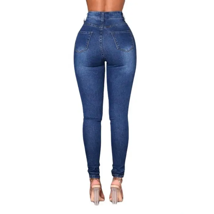 Women Slim Stretch Jeans Pencil Pants Blue