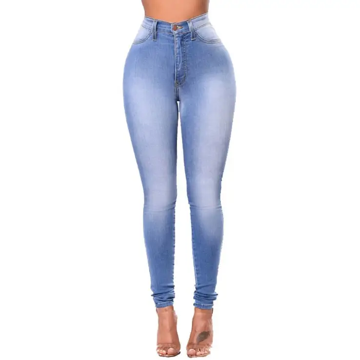 Women Slim Stretch Jeans Pencil Pants Blue