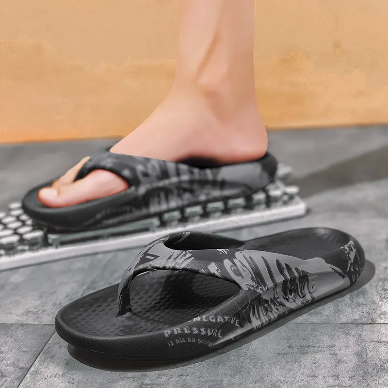 Men's 2025 Black Anti-Odor Flip Flops