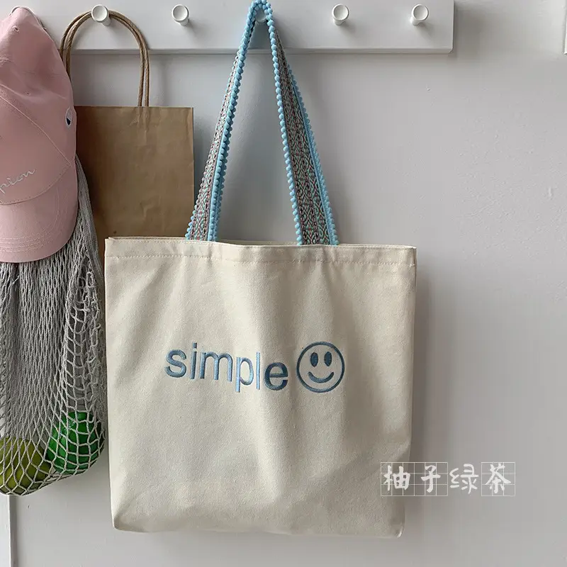New Arrival Embroidered Canvas Bag Women's One-Shoulder Japanese Style - Image 3