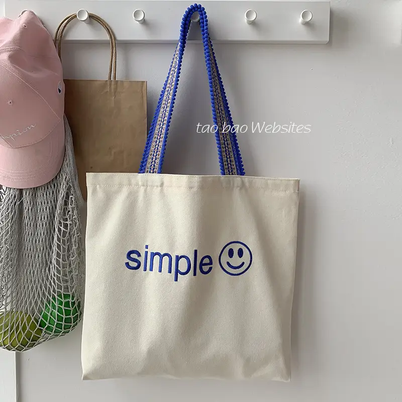 New Arrival Embroidered Canvas Bag Women's One-Shoulder Japanese Style - Image 4